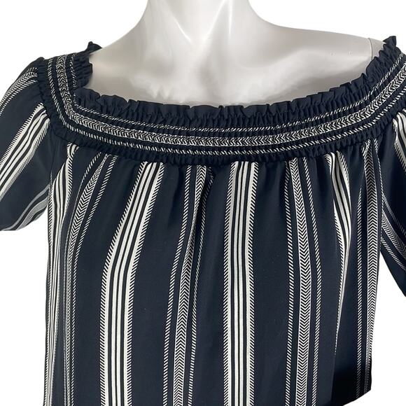 Luxology Black and Cream Striped Off or Over The Shoulder A-Line Size M - Picture 2 of 8